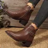 ASKSA Damen Kurz Stiefel mit Absatz Blockabsatz Schnalle Produktbild-Vorschau 6
