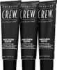 Three tubes of American Crew Precision Blend Natural Gray Coverage hair product are displayed side-by-side against a light gray background. Podgląd zdjęcia produktu