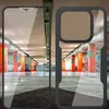 A split image showing a phone case and a screen protector, both displaying a reflection of a parking garage. Produktbild-Vorschau