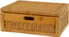 KRINES HOME Flacher Korb mit Deckel Rattan geflochten Farbe Produktbild-Vorschau 1
