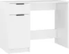 A white desk with two drawers and a cabinet on the left side, set against a white background. Podgląd zdjęcia produktu