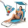 Chaise longue à roulettes avec toit Chaise longue pliante Voir les images du produit 1