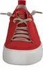 A close-up front view of a red sneaker with white soles and beige laces. Náhľad obrázku produktu