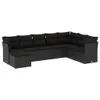 vidaXL 8-tlg. Garten-Sofagarnitur mit Kissen Schwarz Poly Produktbild-Vorschau 1