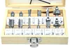 A set of router bits for woodworking is displayed in a wooden case. Náhľad obrázku produktu