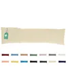 A long pillow is shown horizontally against a white background. Below the pillow, there are several small colored rectangles representing different color options for the pillow. Produktbild-Vorschau