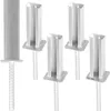 A set of five metal fence post bases with rebar anchors, arranged on a white background. Produktbild-Vorschau