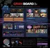 A marketing image showcasing the GranBoard 3s with various game interfaces and features displayed on multiple screens. Produktbild-Vorschau
