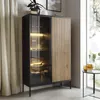 Moderne Geriffelte Hochvitrine LAGOS W2D1SZ Schwarz Eiche Produktbild-Vorschau 1