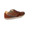 A single brown leather sneaker shown from the side. Produktbild-Vorschau