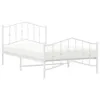 A white metal bed frame with a mattress, shown against a white background. Produktbild-Vorschau