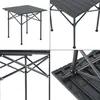 A collage of four close-up images of a gray folding table, showing different angles and details of its construction. Náhled obrázku produktu