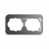 A product shot of a gray, two-gang horizontal switch/socket frame. Anteprima dell’immagine prodotto