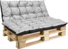 A light gray cushion set for a pallet sofa, placed on a wooden pallet. Náhľad obrázku produktu