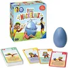 A product shot of the board game 'Felix Wackelnix' by Ravensburger, including the game box, the egg-shaped game piece, and several game cards. Produktbild-Vorschau