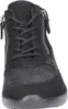 A close-up, front-facing view of a black bootie. Produktbild-Vorschau