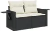 Design 10-tlg. Garten-Sofagarnitur mit Kissen Schwarz Poly Produktbild-Vorschau 3