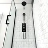 A modern shower enclosure with white subway tiles and black fixtures. Produktbild-Vorschau