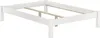 A white wooden bed frame with wooden slats. Produktbild-Vorschau