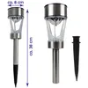 Two solar garden lights and a stake are shown against a white background, with dimensions indicated by text. Anteprima dell’immagine prodotto