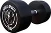 A black dumbbell with white branding and weight marking. Produktbild-Vorschau