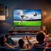 A family is watching a soccer game on a large TV, with a soundbar below the TV. Produktbild-Vorschau
