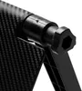 Close-up of a black plastic adjustable bracket with a carbon fiber pattern. Produktbild-Vorschau