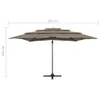 vidaXL Parasol avec mât en aluminium 4 couches Taupe Voir les images du produit 7