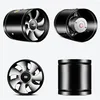 A collage of four images showing a black inline duct fan from different angles. Náhled obrázku produktu