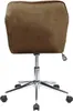 The back view of a brown velvet office chair with a chrome base and wheels. Produktbild-Vorschau