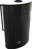 A black metal stove with a curved front and ventilation grilles. Produktbild-Vorschau