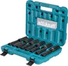 A set of black impact sockets in a teal plastic case. Produktbild-Vorschau