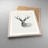 Gerahmtes Poster - Rahmen in heller Eiche - Hirsch Skizze Produktbild-Vorschau 3