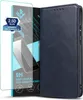 A product image showcasing a blue flip cover phone case and a screen protector. Produktbild-Vorschau