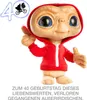 A plush toy of E.T. the Extra-Terrestrial wearing a red hoodie, with a "40" graphic and a silhouette of E.T. riding a bicycle in the background. Produktbild-Vorschau