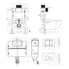 Technical drawings and diagrams of a toilet installation system. Podgląd zdjęcia produktu