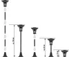Diagrams showing different configurations of a solar garden lantern with varying pole lengths. Produktbild-Vorschau