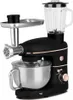 A black and rose gold multi-functional kitchen appliance with a meat grinder attachment and a blender jug. Produktbild-Vorschau