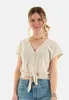 ONLY Leinenoptik Kurzarm Bluse mit Knopfleiste und Knoten Produktbild-Vorschau 11