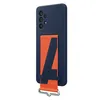 A navy blue phone case with an orange strap attached to the back. Náhľad obrázku produktu