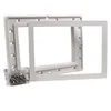Two white plastic frames and a bag of screws on a white background. Produktbild-Vorschau