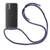 A clear product shot of a phone case with a lanyard attached, presented on a white background.