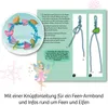 An instructional diagram showing how to make a fairy bracelet, with an example of the finished product and a fairy illustration. Anteprima dell’immagine prodotto
