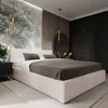 A modern bedroom with a bed, nightstand, and wardrobe. Náhled obrázku produktu