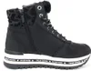 A black women's boot with a white platform sole and leopard print accents. Anteprima dell’immagine prodotto