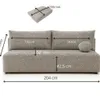 A diagram showing the dimensions of a sofa, with a separate diagram of a cushion. Produktbild-Vorschau
