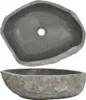 A top-down and side view of a stone sink. Podgląd zdjęcia produktu