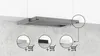 A kitchen range hood with three different color options shown below with shopping cart icons. Náhled obrázku produktu