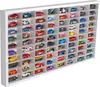 A white display case filled with many small toy cars. Náhľad obrázku produktu