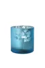 Windlicht Vase aus Glas blau silber mit Blumenmuster 15cm Produktbild-Vorschau 1